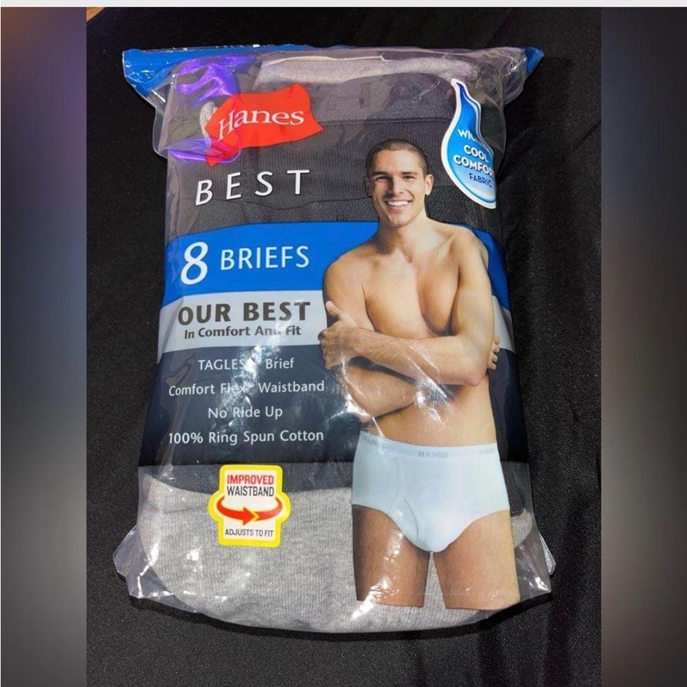 Hanes Men's 8-Pack Best Brief (Black/Grey) - Size Medium
